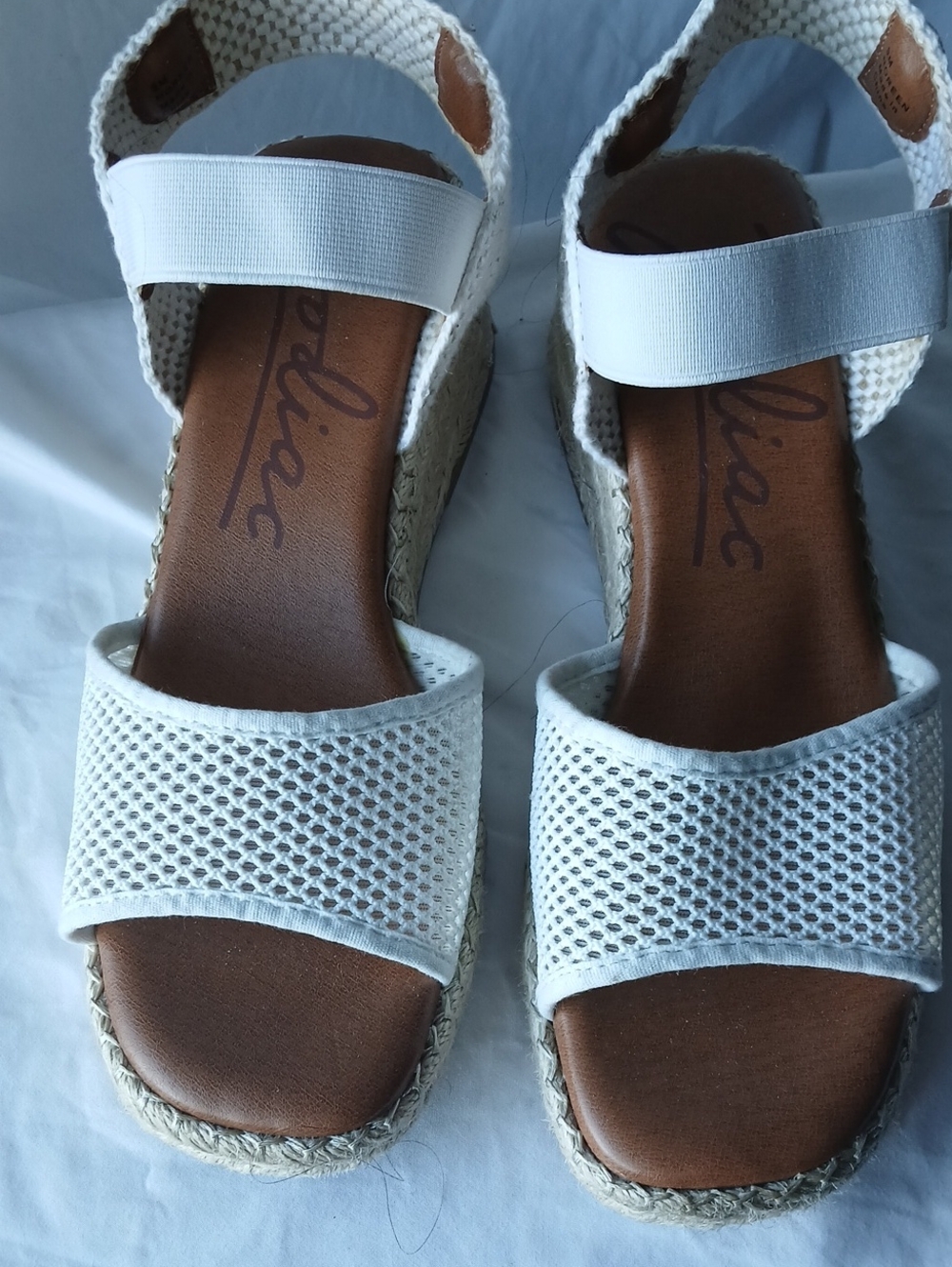 Zodiac White Espadrille Wedge Sandals